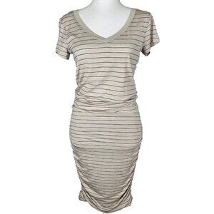 Prana Foundation Dress Womens XS Pebble Grey Heather Stripe Ruched Modal Stretch